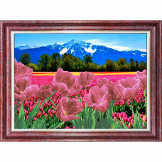 КБП-3054 Канва с рисунком для бисера 'Тюльпаны у гор' А3