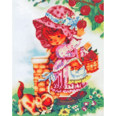 В1109 Канва с рисунком Alisena 'Девочка с яблоками', 20*28 см