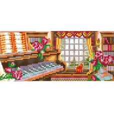 В1131 Канва с рисунком Alisena 'Кот у окна', 21*9 см