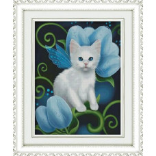 1337 Мозаика Cristal 'Белый кот', 40*50 см