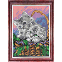 КБЖ-4036 Канва с рисунком для бисера 'Мамы и их зверята.Котята ' А4