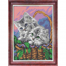КБЖ-4036 Канва с рисунком для бисера 'Мамы и их зверята.Котята ' А4