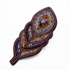 НБР-18007 Набор для вышивания бисером: Брошь «Перо сиреневое»