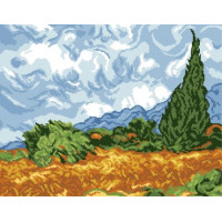 200139 Канва с рисунком ГК (Пшеничное поле с кипарисами, худ. Винсент ван Гог) 40х50