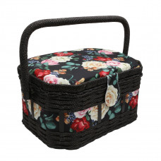 LY1632L Шкатулка средняя, декоративная, Розы на черном, 25*18*14см
