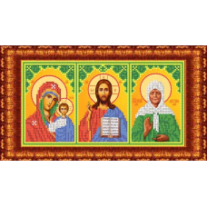 КБИ-4103/1 Канва с рисунком для бисера Триптих 'Казанская,Вседержитель,Св.Матрона' А4